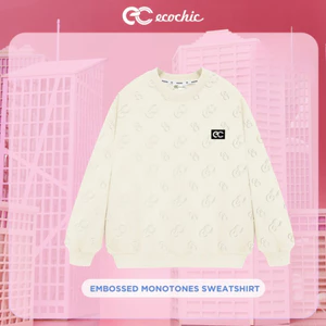 Áo Nỉ Sweater ECOCHIC EMBOSSED MONOTONES SWEATSHIRT Chất Liệu Lụa Cao Cấp Chính Hãng Nhiều Màu B111