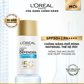 Bộ đôi chống nắng water gel UV Defender Aquafusion 50ML & Serum siêu cấp ẩm, giảm nếp nhăn L'Oreal Paris 1.5% HA 30ML