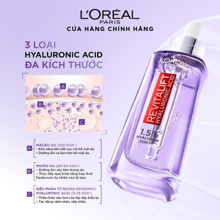Bộ Serum Cấp Ẩm Sáng Da 30ml, 7.5ml và kem dưỡng 15ml siêu cấp ẩm giảm nếp nhăn L'Oreal Paris Revitalift Hyaluronic Acid