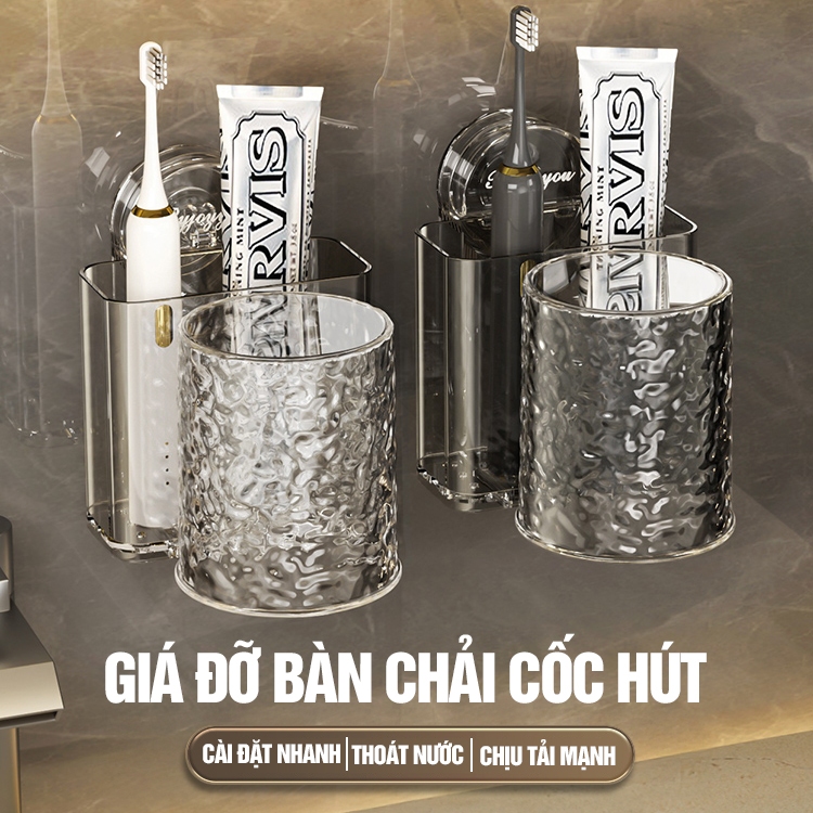 Kaleis Kệ Đựng Bàn Chải Dán Tường Có Cốc, Thoát Nước Nhanh – Siêu Chắc, Tiện Dụng Cho Phòng Tắm
