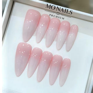 Nailbox Thiết Kế, Móng Úp, Móng Tay Giả Ombre Thạch Hồng Nude Và Trắng Gạo P19