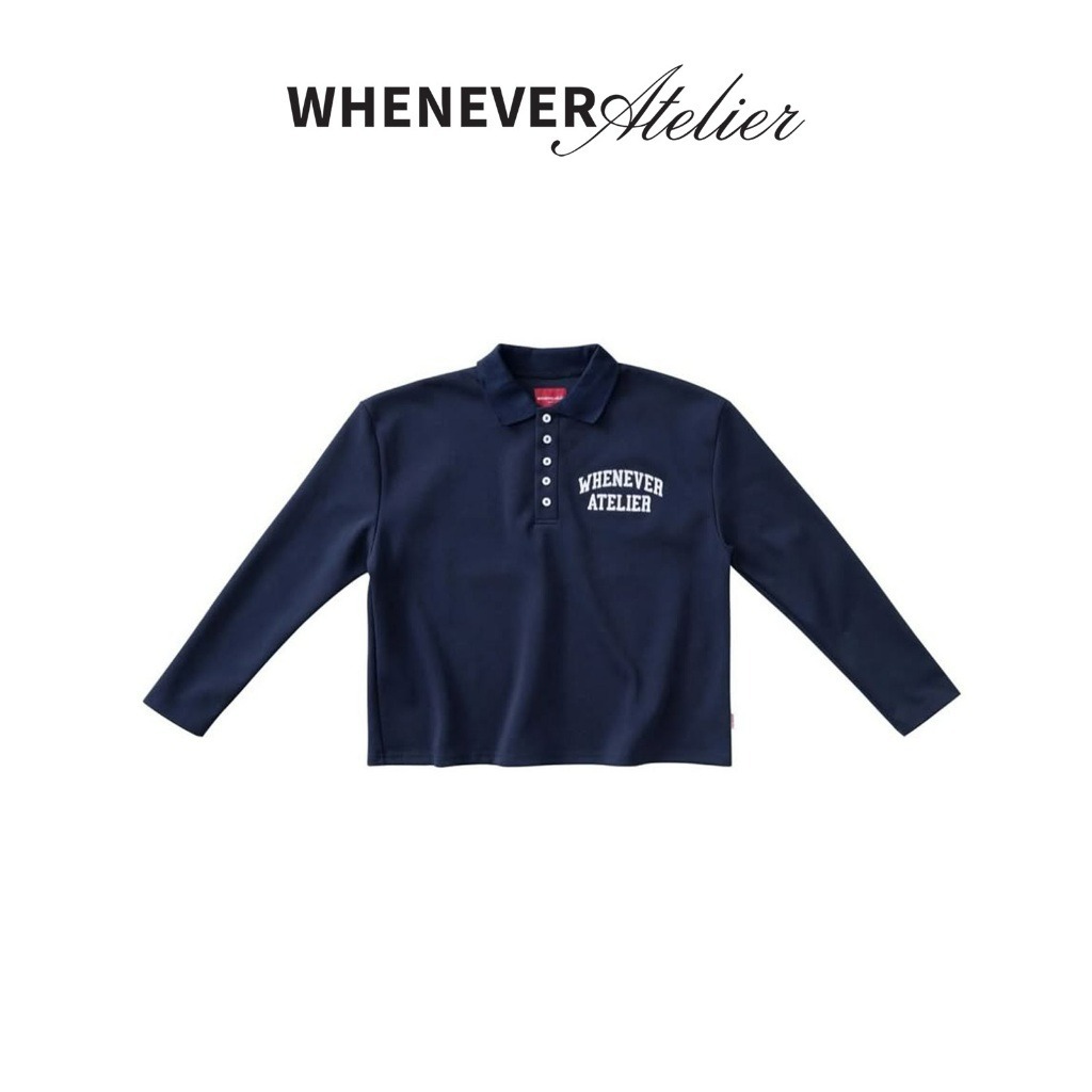 “WHENEVER” SS25 EMBROIDERED LOGO POLO LONG SLEEVE SHIRT - Áo thun có cổ ...
