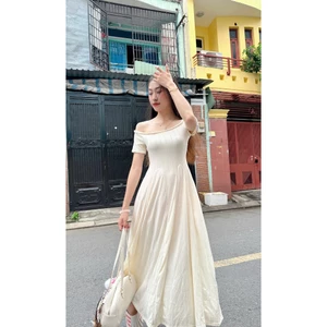 Váy Trễ Vai Chiết Eo Thiết Kế