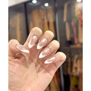 Nailbox Thiết Kế, Móng Úp, Móng Tay Giả Thạch Hồng Nude Fench Tráng Gương Sang Trọng P21