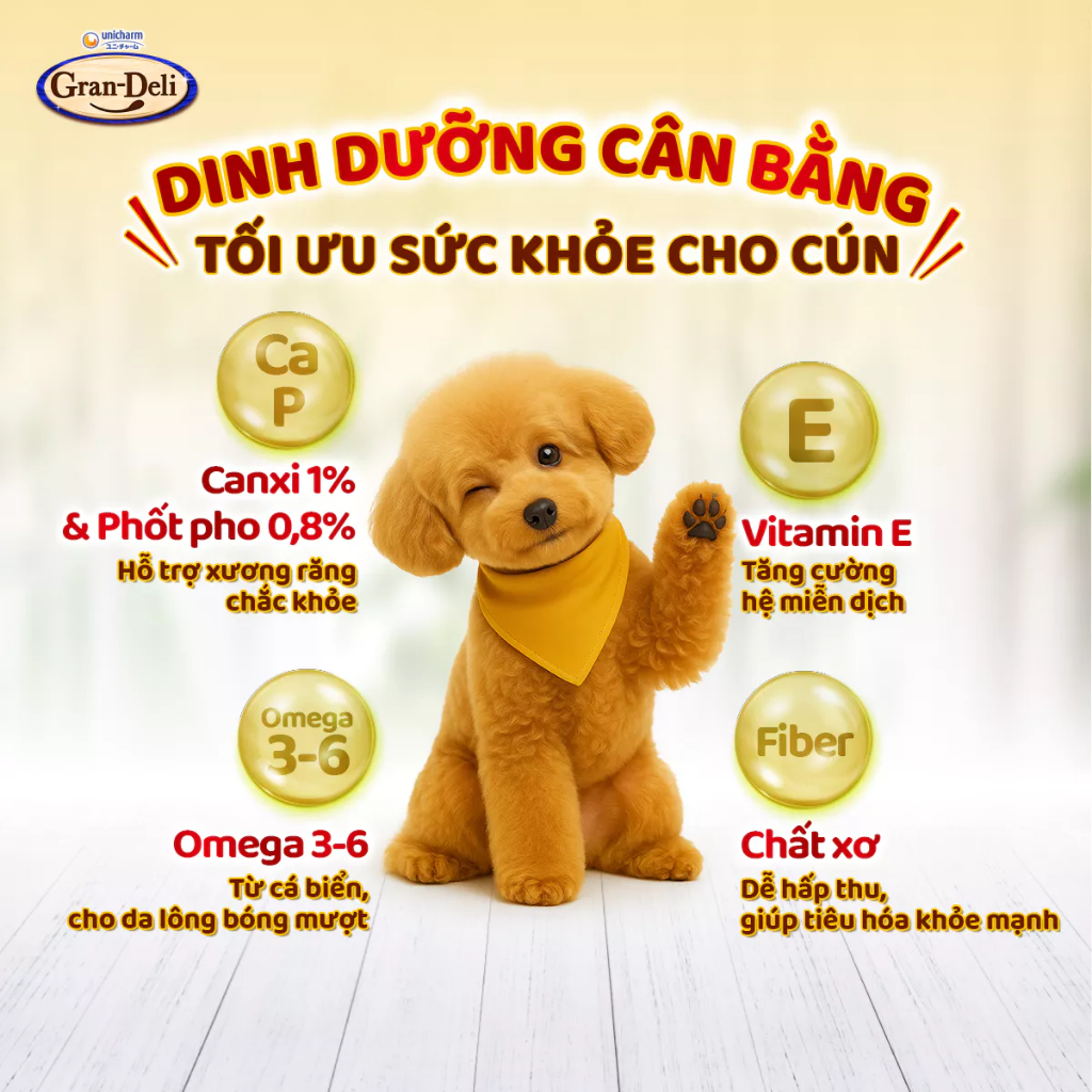[V] Combo 3 Thức ăn khô cho chó Gran Deli 700g/gói - Cung cấp dinh dưỡng cân bằng cho chó trưởng thành