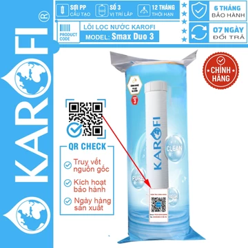 [CHÍNH HÃNG 100%] Lõi lọc nước Karofi số 3 - Lõi lọc Smax Duo 3 Vi lọc đa điểm, CÓ TEM KÍCH HOẠT BẢO HÀNH CHÍNH HÃNG