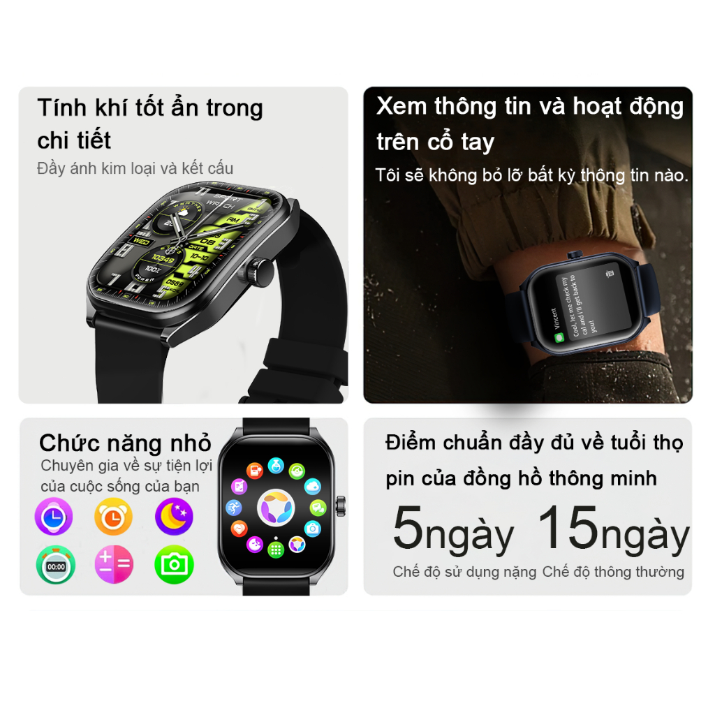 [Bán Chạy] Aolon Curve Đồng hồ thông minh, Màn hình cong IPS 2.01 inch, IP68, Theo dõi Running Pace