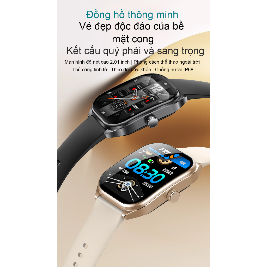 [Bán Chạy] Aolon Curve Đồng hồ thông minh, Màn hình cong IPS 2.01 inch, IP68, Theo dõi Running Pace