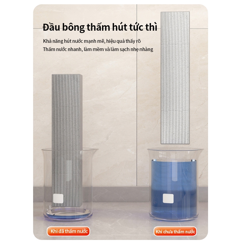 Cây Lau Đa Năng Tự Vắt Thông Minh ICON - Chổi Lau Bàn Bếp, Kính, Nhà Tắm - Bọt Biển Thấm Hút Tốt