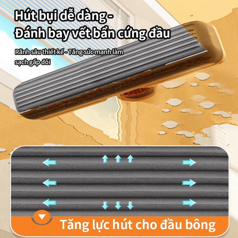 Cây Lau Đa Năng Tự Vắt Thông Minh ICON - Chổi Lau Bàn Bếp, Kính, Nhà Tắm - Bọt Biển Thấm Hút Tốt