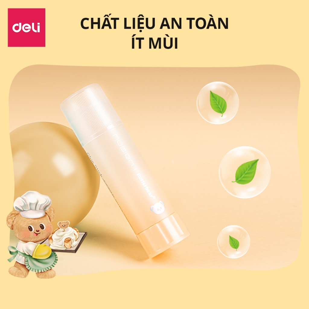 Hồ Dán Khô Deli x ButterBear – Keo Dán Giấy Mini, Siêu Dính, Khô Nhanh, Phù Hợp Học Sinh & Văn Phòng