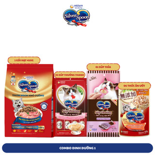 [V] Combo 01: Dinh dưỡng cho mèo khỏe mạnh Silver Spoon (Hạt, Súp thưởng thanh, Súp thìa, Thức ăn ướt)