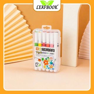 LEAFBOOK Bộ Bút  Màu Acrylic Marker  12/24/36/48 Cao Cấp Màu Sắc Tươi Sáng