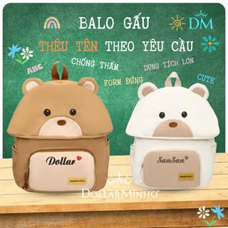 ( Thêu Tên ) Balo Gấu Cho Bé Mẫu Giáo, Chống Thấm Nước, Gọn Nhẹ, Bé Đi Học, Đi Chơi - không kèm móc khoá gấu