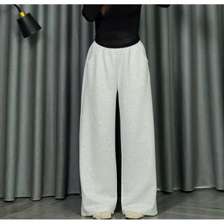 Quần nỉ ống rộng unisex cạp chun lưng cao, quần thu đông nam nữ đều mặc được