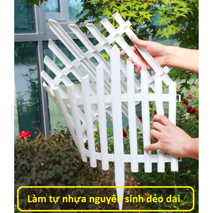 Hàng rào nhựa trắng 60x34cm có chân cắm đất