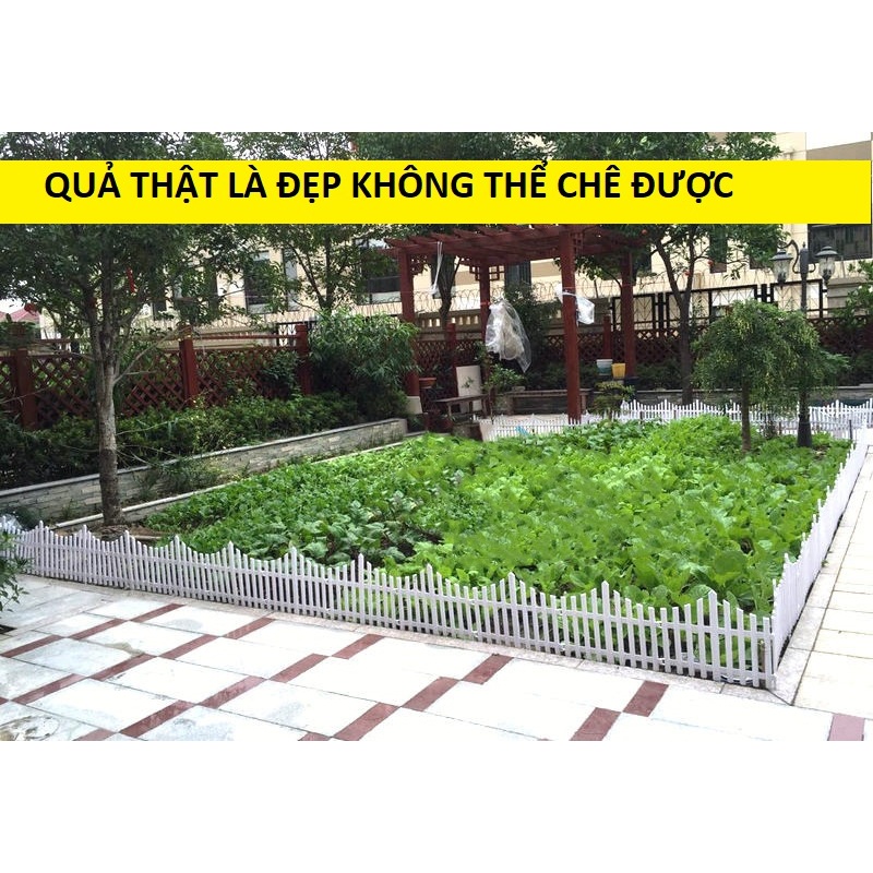 Hàng rào nhựa trắng 60x34cm có chân cắm đất