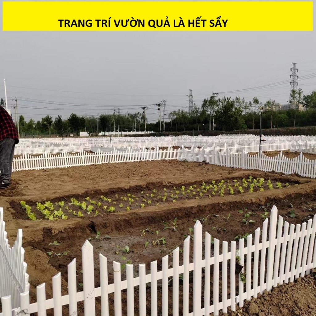 Hàng rào nhựa trắng 60x34cm có chân cắm đất