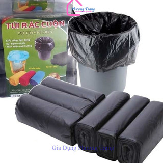 3 cuộn (1kg) túi đựng rác đen, bao rác tự phân hủy sinh học trung 55x65 - Phương Trang