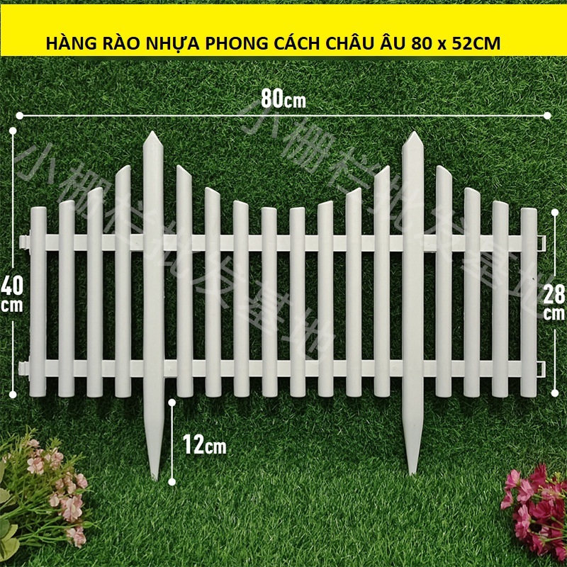 Hàng rào nhựa lắp ghép 80x52cm có chân cắm đất, trang trí sân vườn biệt thự