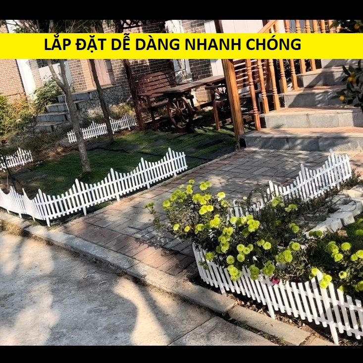 Hàng rào nhựa lắp ghép 80x52cm có chân cắm đất, trang trí sân vườn biệt thự