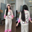 DƠI TAY LỠ - Bộ ngủ pijama mặc nhà cho nữ lụa mịn mát tay dơi lỡ quần dài có cổ siêu sang