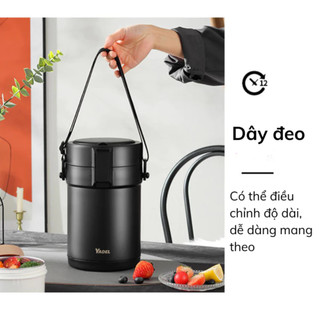 Hộp Cơm Giữ Nhiệt Yadel Có Túi Giữ Nhiệt, Chất Liệu Inox 304, Cách Nhiệt 6 Lớp Chống Bỏng Chống Tràn