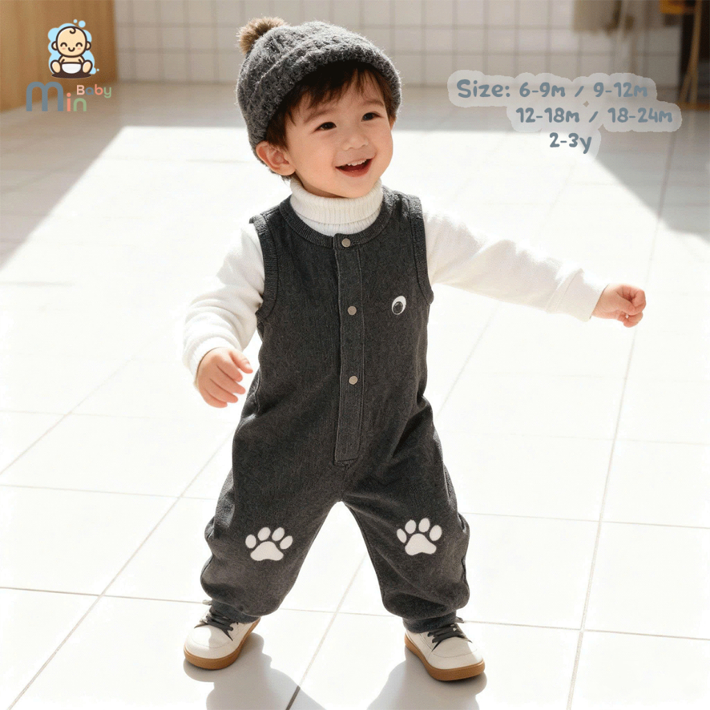 Quần Yếm Cho Bé Vải Nỉ Tăm Dày Dặn Và Cực Ấm - Hàng Chính Hãng MIN0112