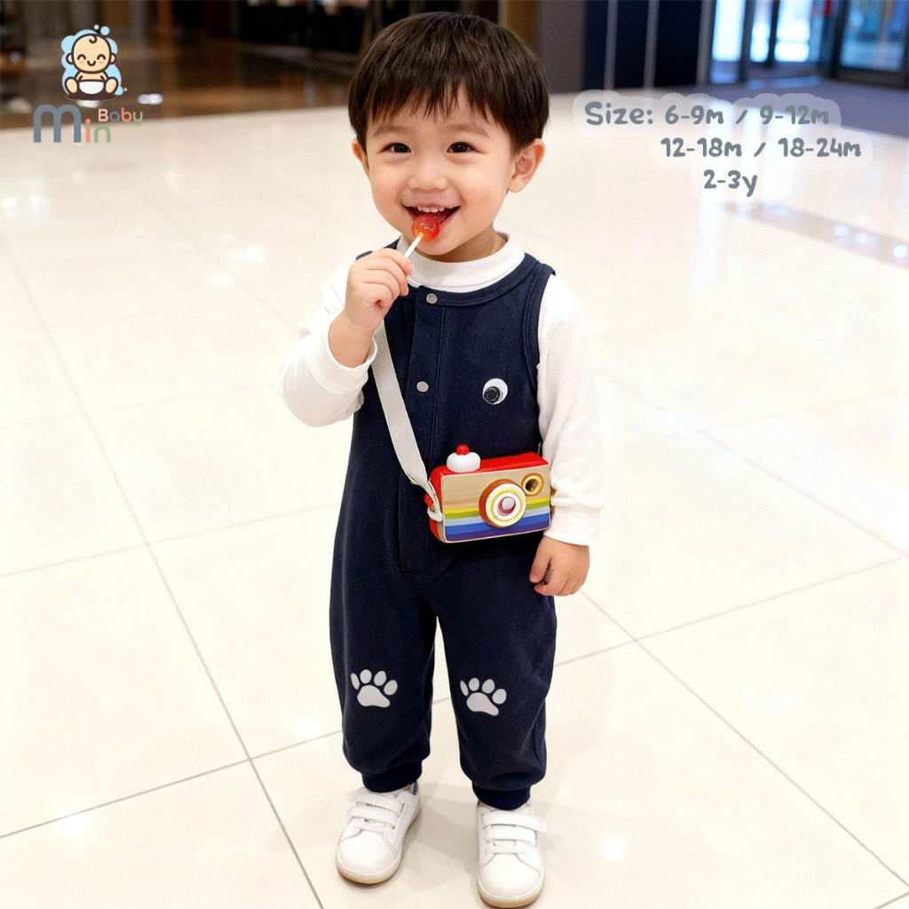 Quần Yếm Cho Bé Vải Nỉ Tăm Dày Dặn Và Cực Ấm - Hàng Chính Hãng MIN0112