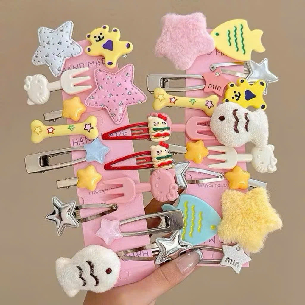 Set 20 kẹp tóc mix charm xinh xắn