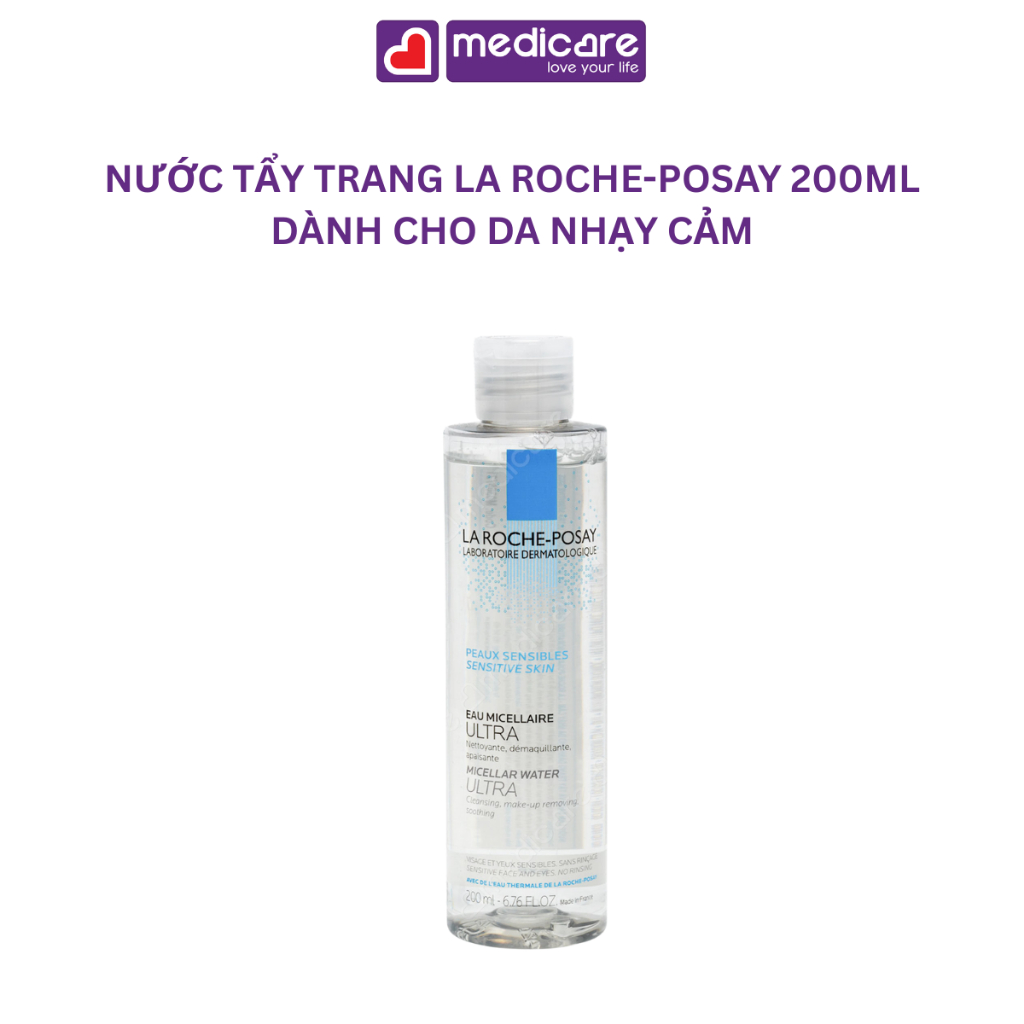 Nước tẩy trang LA ROCHE-POSAY LABORATOIRE DERMATOLOGIQUE dành cho da nhạy cảm, da dầu 200ml và 400ml