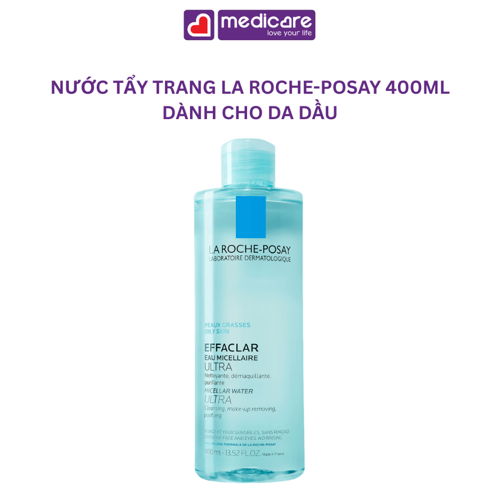 Nước tẩy trang LA ROCHE-POSAY LABORATOIRE DERMATOLOGIQUE dành cho da nhạy cảm, da dầu 200ml và 400ml