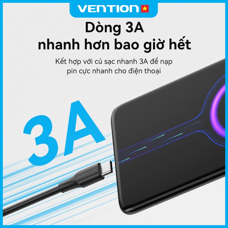 Cáp Sạc Nhanh 60W Vention USB Type C Tốc Độ Truyền 480Mbps Dùng Cho Phone Xiaomi / Samsung / OPPO