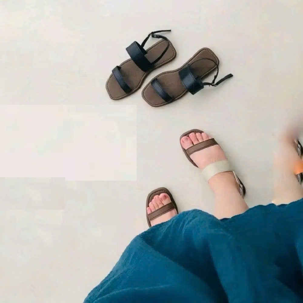 Sandal Nữ Quai Da Trắng Đan Chéo – Dép Nữ Đế Bằng Êm Chân, Phong Cách Thời Trang Hàn Quốc