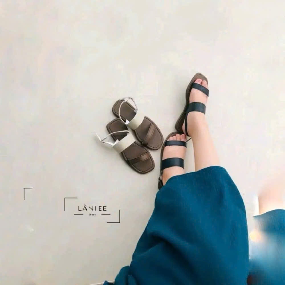 Sandal Nữ Quai Da Trắng Đan Chéo – Dép Nữ Đế Bằng Êm Chân, Phong Cách Thời Trang Hàn Quốc