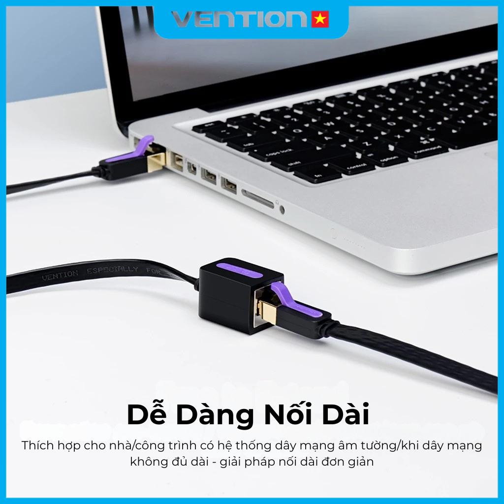 Cáp Nối Mạng Cat7 Vention RJ45 Dây Dẹt, Tốc Độ Truyền 10Gbps, Vỏ Bọc PVC Độ Bền Cao, Cáp LAN Mở Rộng Tốc Độ Cao