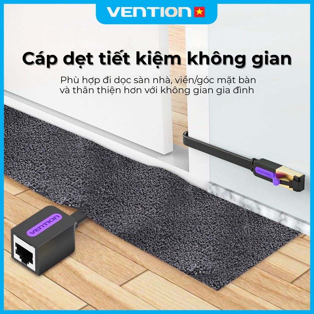 Cáp Nối Mạng Cat7 Vention RJ45 Dây Dẹt, Tốc Độ Truyền 10Gbps, Vỏ Bọc PVC Độ Bền Cao, Cáp LAN Mở Rộng Tốc Độ Cao