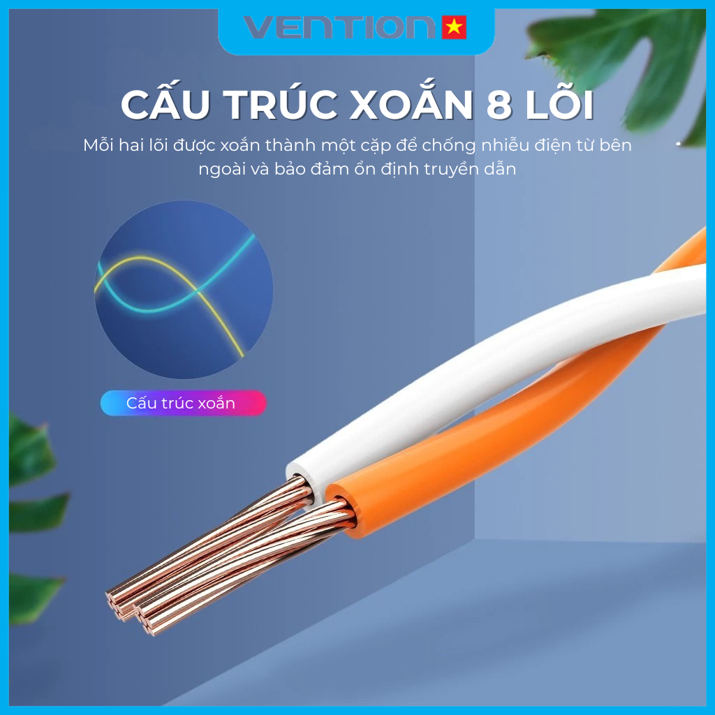 Cáp Nối Mạng Cat7 Vention RJ45 Dây Dẹt, Tốc Độ Truyền 10Gbps, Vỏ Bọc PVC Độ Bền Cao, Cáp LAN Mở Rộng Tốc Độ Cao