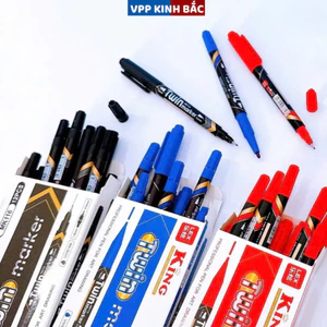 Hộp 12 Cây Bút Dạ Kính Lông Đầu Kim 2 Đầu MK116 Mực Xanh ,Đỏ ,Đen