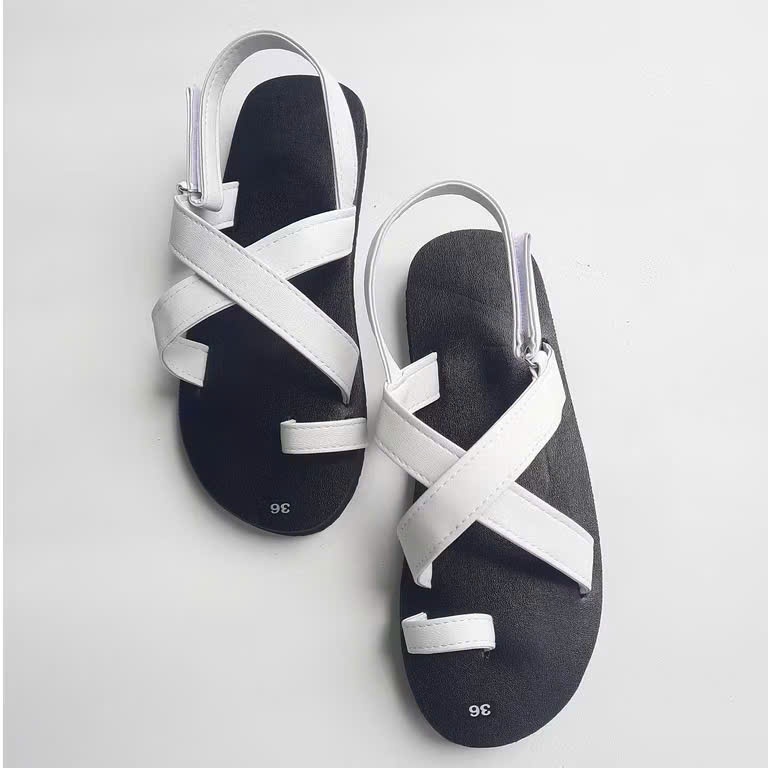 Sandal Nữ Quai Da Đan Chéo  – Dép Nữ Đế Bằng Êm Chân, Thời Trang Hàn Quốc
