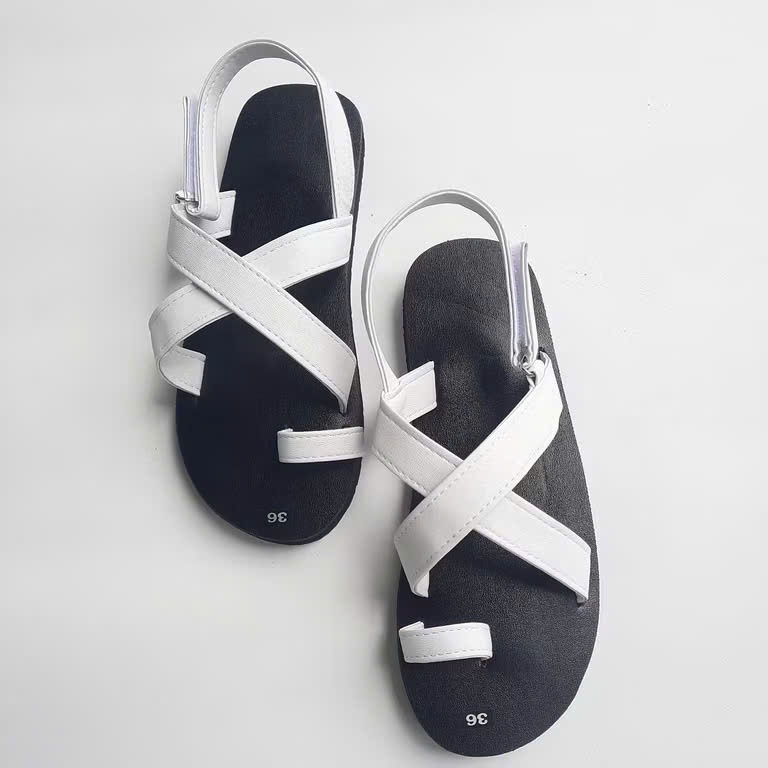 Sandal Nữ Quai Da Đan Chéo  – Dép Nữ Đế Bằng Êm Chân, Thời Trang Hàn Quốc