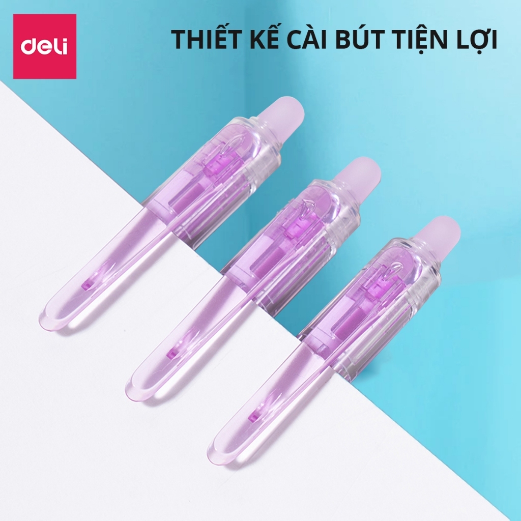 Combo 5/12 Bút Gel Xóa Được Deli Mực Tím Xanh Đen Ngòi 0.5mm Bút Bi Nước Có Gôm Học Sinh Tập Viết