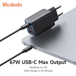 Cốc Sạc Mcdodo Gana Mini 67W 3 Cổng Sạc Nhanh | Công Nghệ GaN Siêu Nhỏ Gọn, 2 Cổng Type-C & 1 USB — ảnh 4