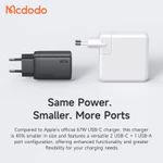 Cốc Sạc Mcdodo Gana Mini 67W 3 Cổng Sạc Nhanh | Công Nghệ GaN Siêu Nhỏ Gọn, 2 Cổng Type-C & 1 USB — ảnh 3