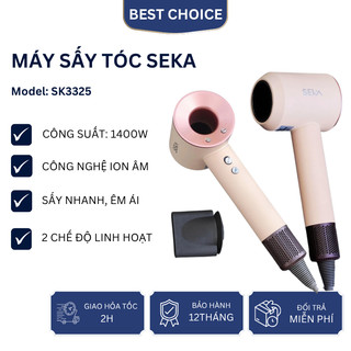 Máy sấy tóc SEKA SK3325 công suất 1400W 2 chế độ gió nóng,lạnh, nhỏ gọn, an toàn, không làm khô tóc