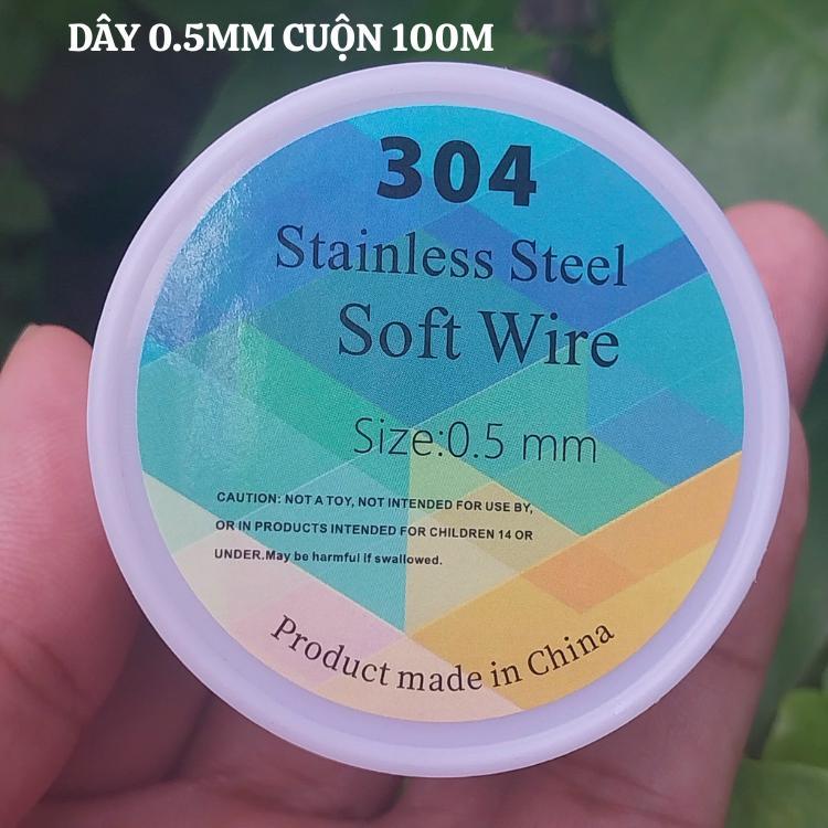 Dây thép buộc inox 304 dây 0.5mm cuộn dài 100m-Dây inox mềm