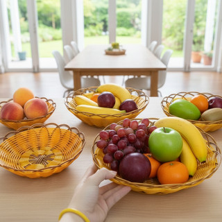 Rổ nhựa mây đựng rau củ quả và trái cây dạng oval, tròn nhiều kích thước cao cấp - Phương Trang