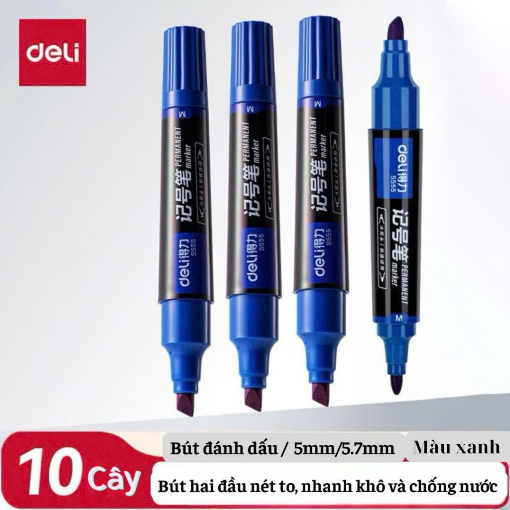 Bút Dạ Dầu Hai Đầu Deli – Mực Nhanh Khô, Chống Nước, Viết Trên Nhiều Chất Liệu