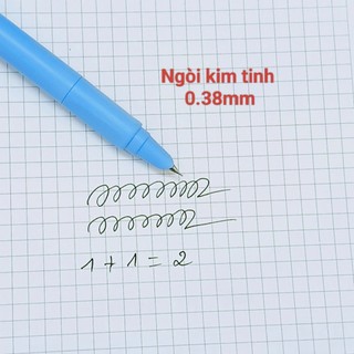 Bút Máy Bấm KT08 - Mỗi bút kèm 1 ống mực không xóa + pistong hút mực lọ, nét bút 0.38mm viết êm trơn, dùng cho học sinh