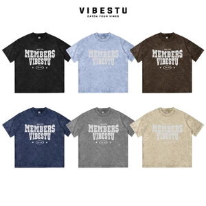 Áo Thun Wash Local Brand VIBESTU " Members Wash " , Áo Thun Boxy Form Rộng Unisex 260Gsm 100% Cotton